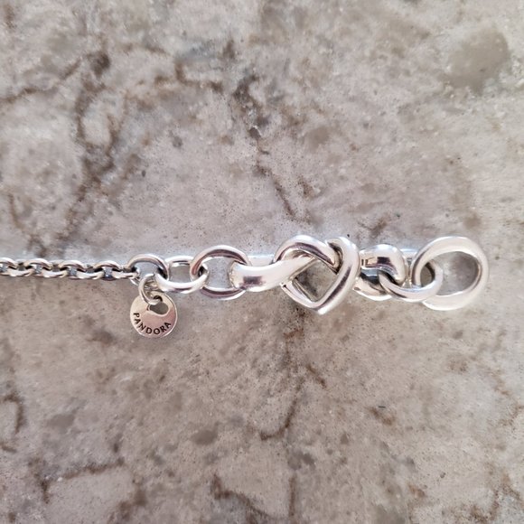 💞Pandora Knotted Heart T-Bar Bracelet, Sterling Silver, 20 cm - Picture 4 of 13